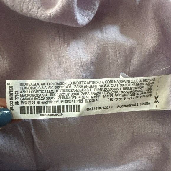 Zara Shirt Womens Small Lavender Front Tie Knot Blouse Crop Lightweight Boho - Picture 12 of 14